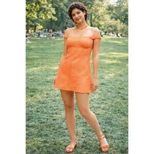 Free People Berry Kiss Eyelet Off the Shoulder Minidress White Peach S